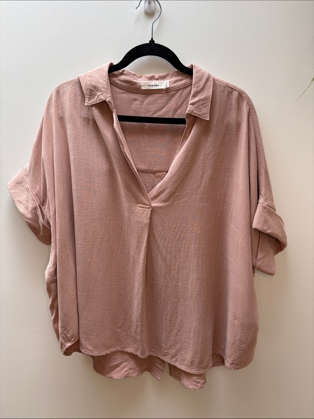 Mod Ref Dusty Rose Collared V-Neck Tunic